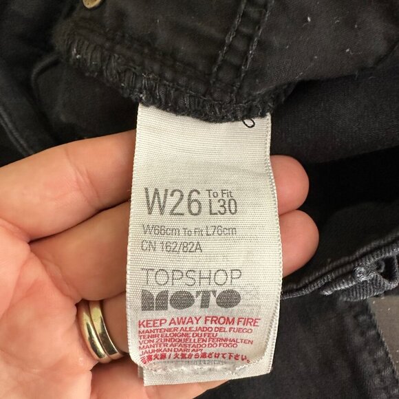 2/$30 Topshop Moto Jamie Jeans High Rise Ankle Skinny Jet Black 26 #9394 - Picture 9 of 12